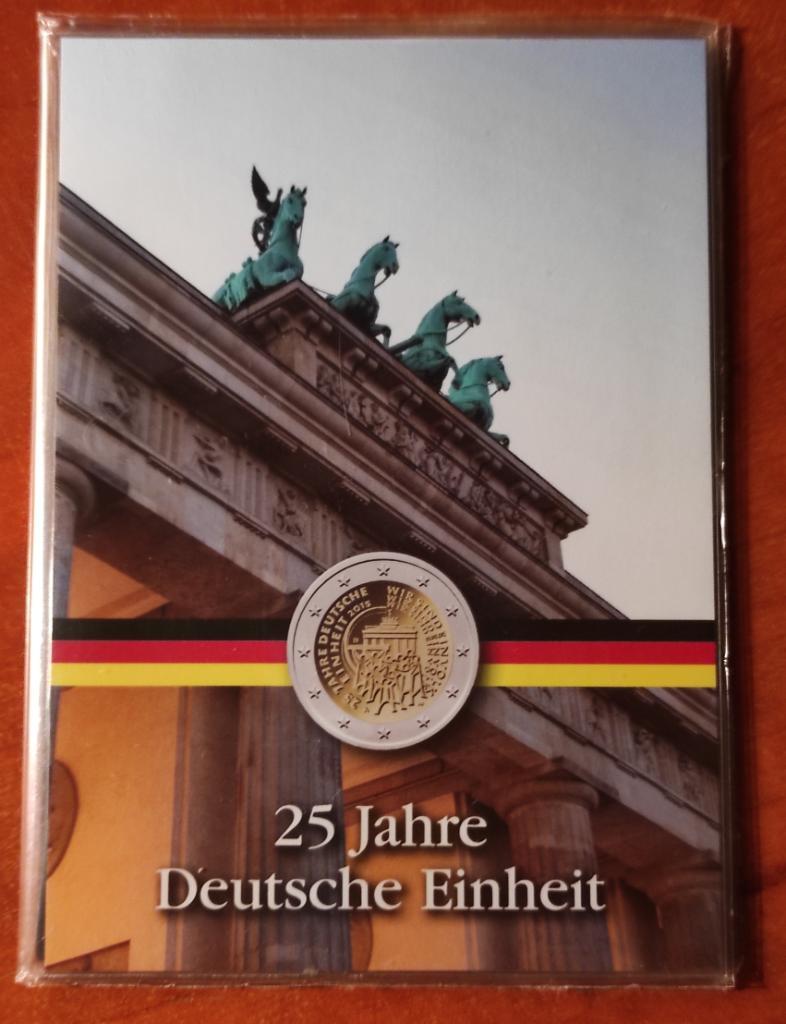 Германия 2015 года. Мини альбом для 2-ух евровых монет. 25 лет Немецкого Единств