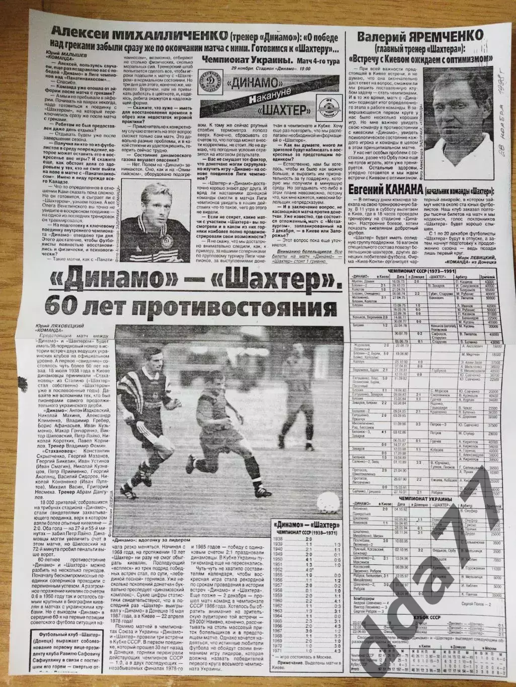 копия ,превью к матчу Динамо Киев - Шахтер Донецк 28.11.1998