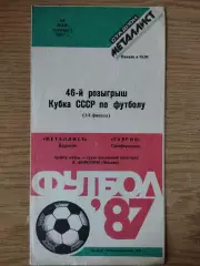 Металлист Харьков - Таврия Симферополь 14.05.1987,кубок.