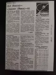 копия ,отчёт матча СКА Одесса - Динамо Минск 19.10.1978