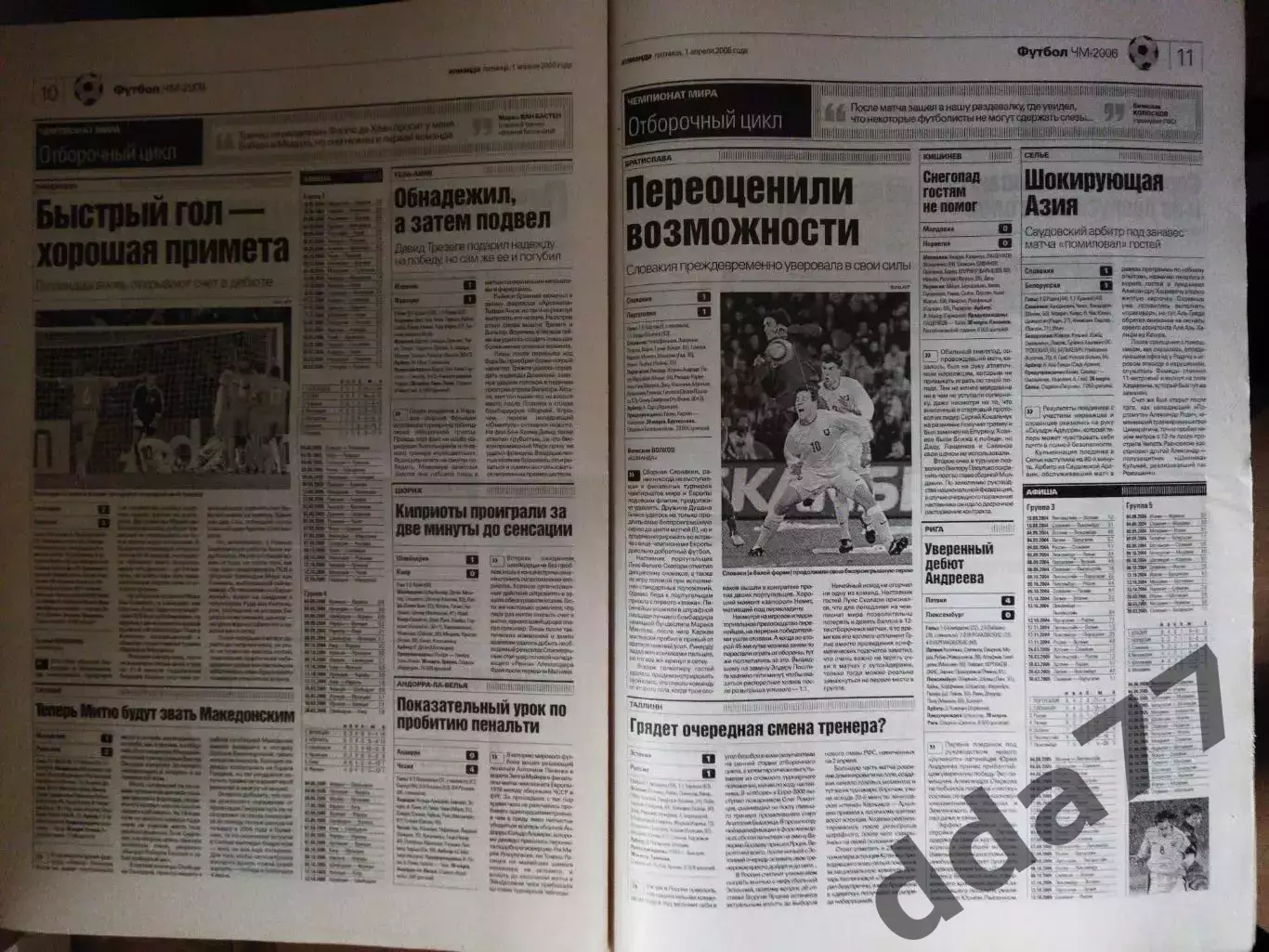 газета Команда №59 1.04.2005, Украина - Дания. 2