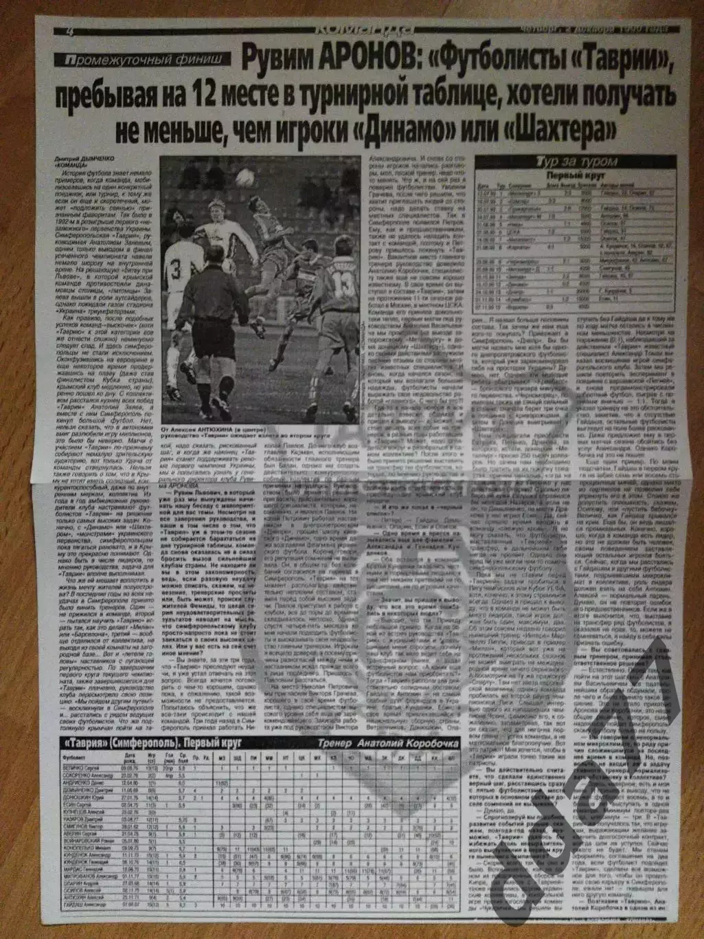 копия ,Промежуточный финиш, Таврия Симферополь 2.12.1999