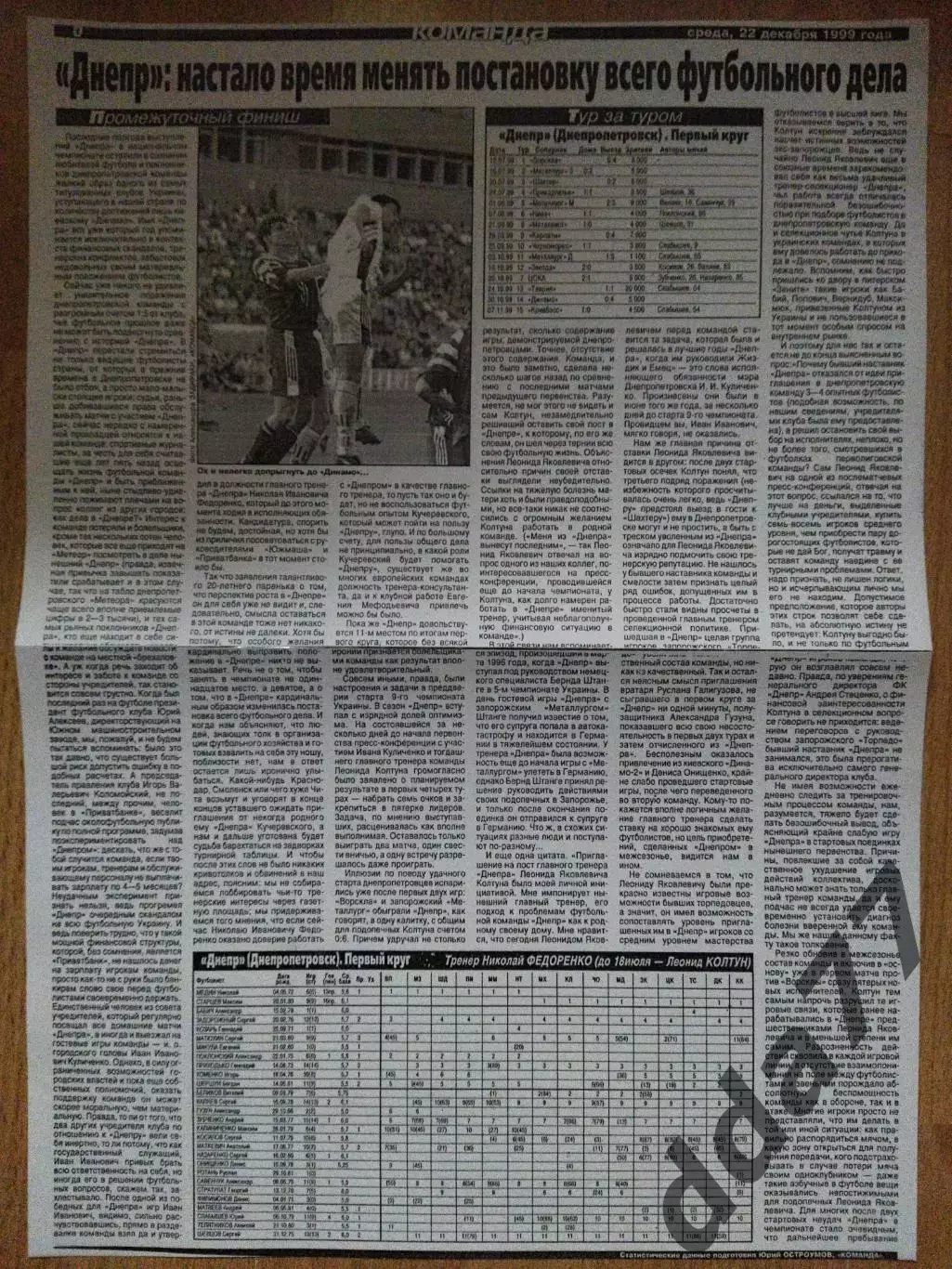 копия ,Промежуточный финиш,Днепр Днепропетровск 222.12.1999