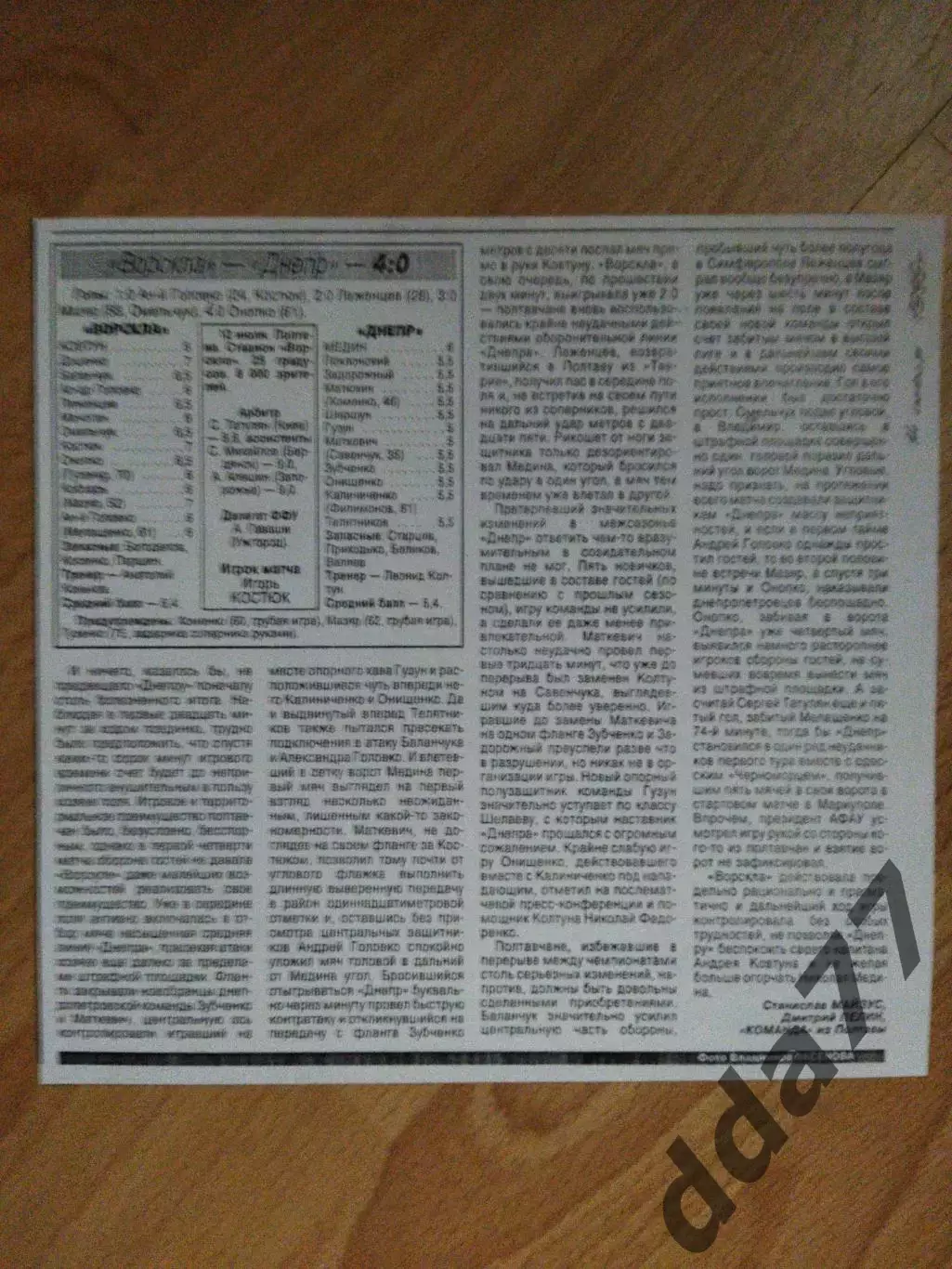 копия , Ворскла Полтава - Днепр Днепропетровск 12.07.1999