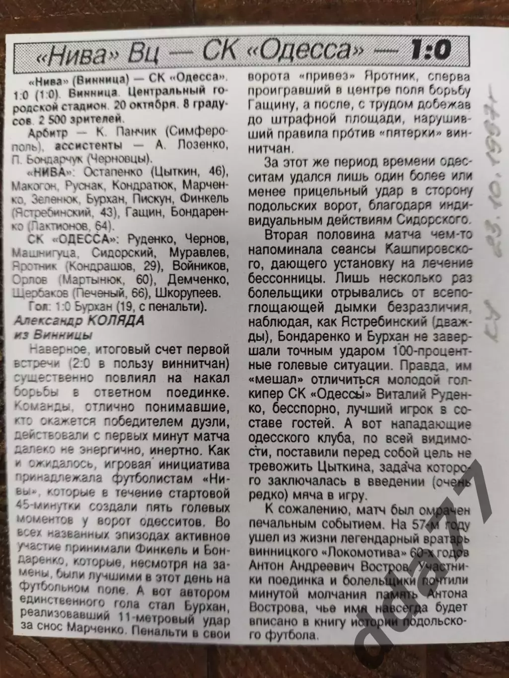 копия ,(7674) Нива Винница - ФК Одесса, кубок 20.07.1997