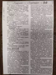 копия ,(7698) Таврия Симферополь - Торпедо Запорожье 7.09.1997