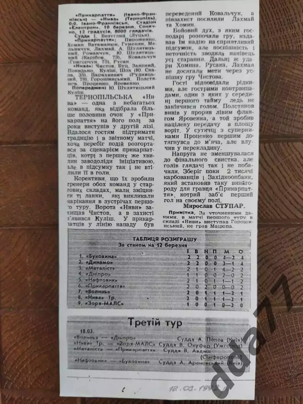 копия ,(7734) Прикарпатье Ивано-Франковск - Нива Тернополь 10.03.1992.