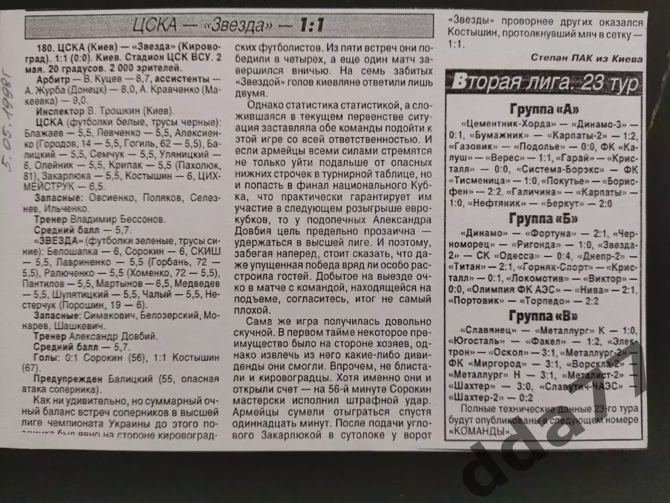 копия ,(7750) ЦСКА Киев - Звезда Кировоград 2.05.1998