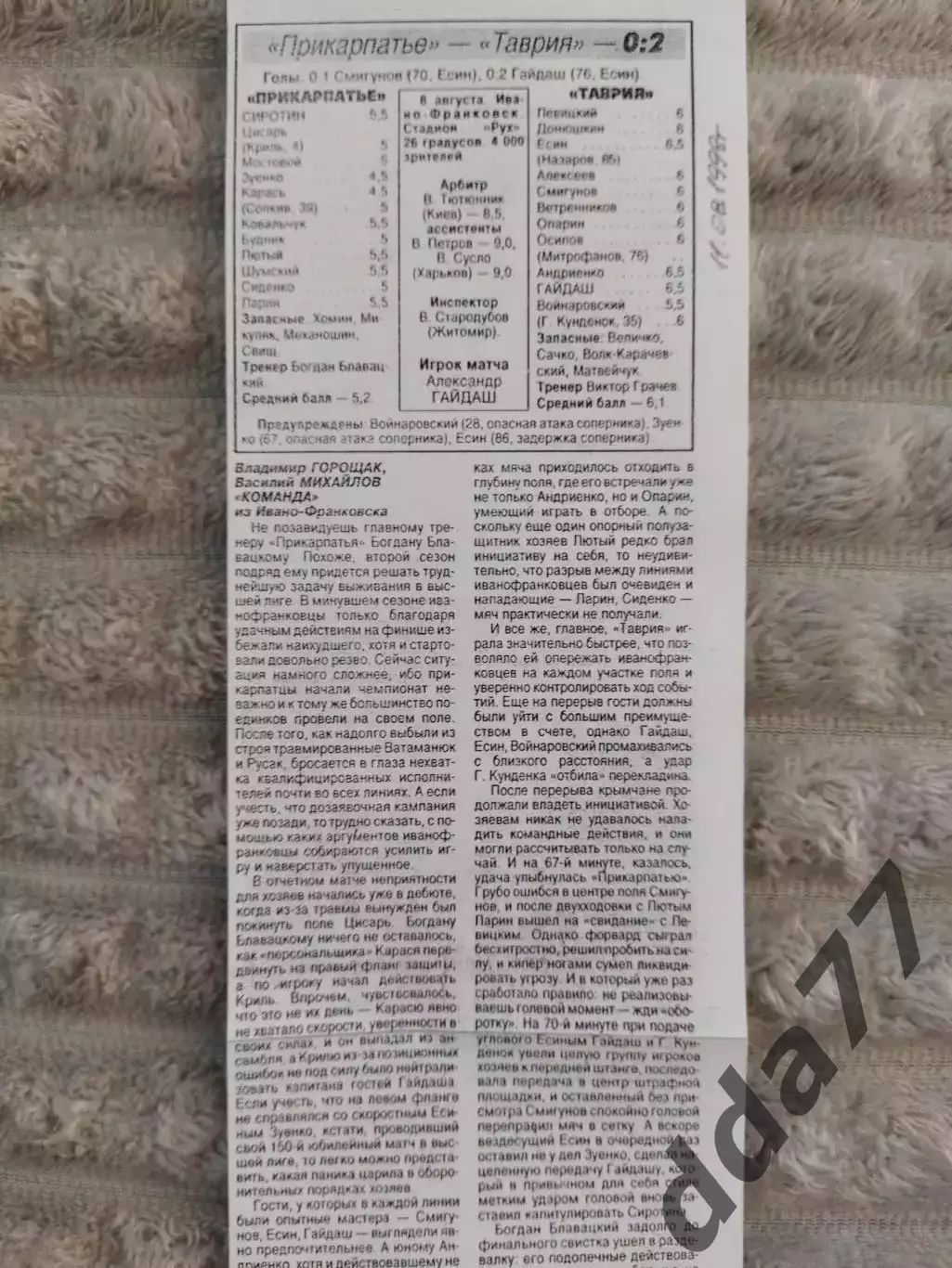 копия ,(7826) Прикарпатье Ивано-Франковск - Таврия Симферополь 8.08.1998