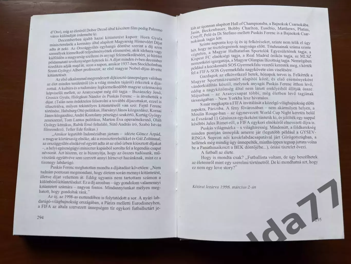 (К51) Книга Біографія Ференца Пушкаша (Будапешт, 1998) 6
