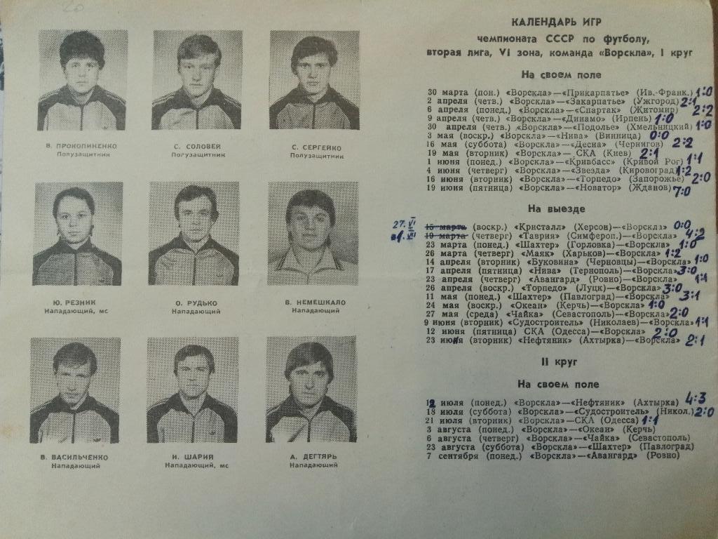 Ворскла Полтава Программа/буклет 1987 1