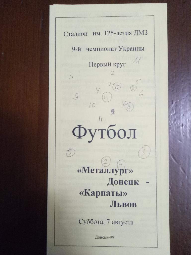 Металлург Донецк-Карпаты Львов 7.08.1999