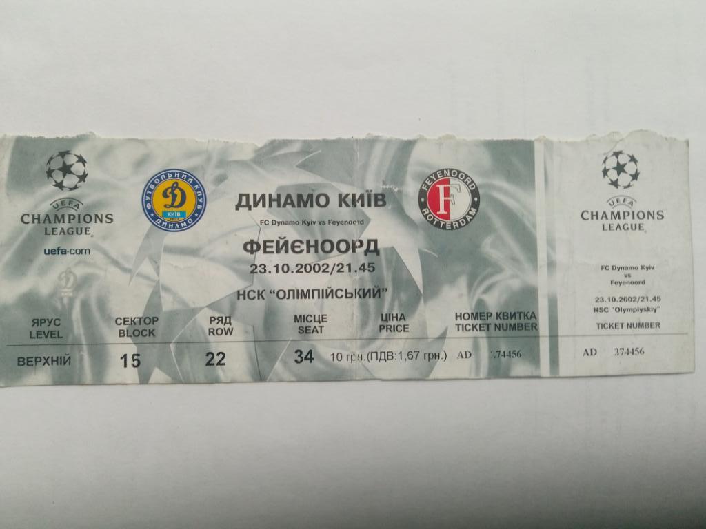 Динамо Киев Украина-Фейеноорд Нидерланды 23.10.2002
