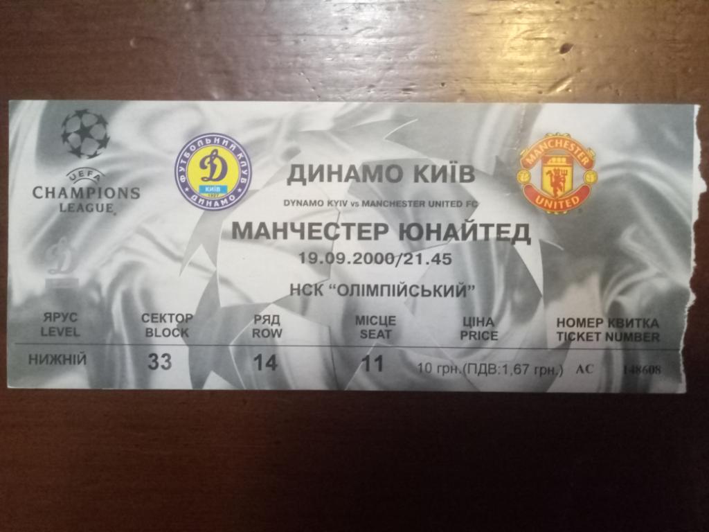 Динамо Киев Украина - Манчестер Юнайтед 19.09.2000