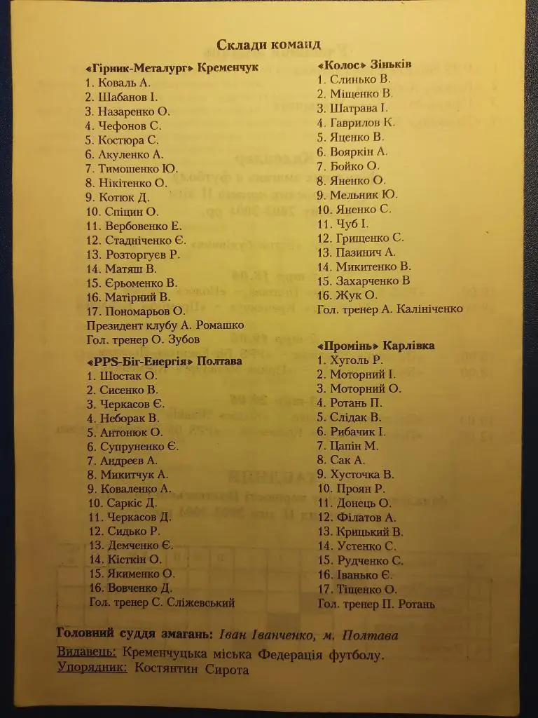 Финал первенства Полтавской обл. 2003-2004,Кременчуг. 1