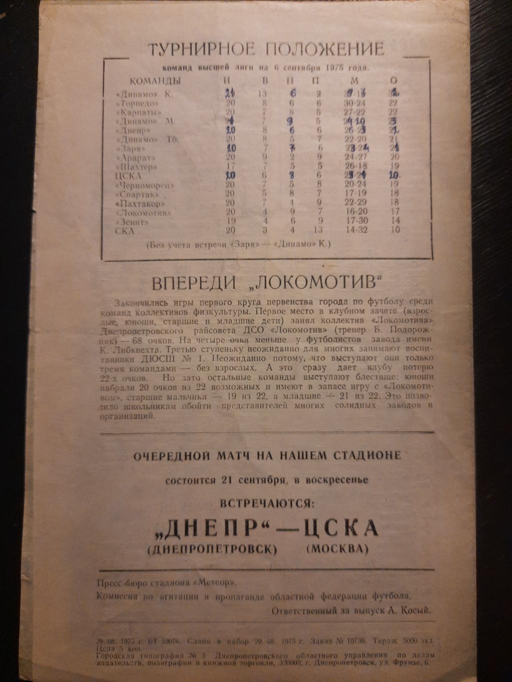 Днепр Днепропетровск-Динамо Киев 6.09.1975 1