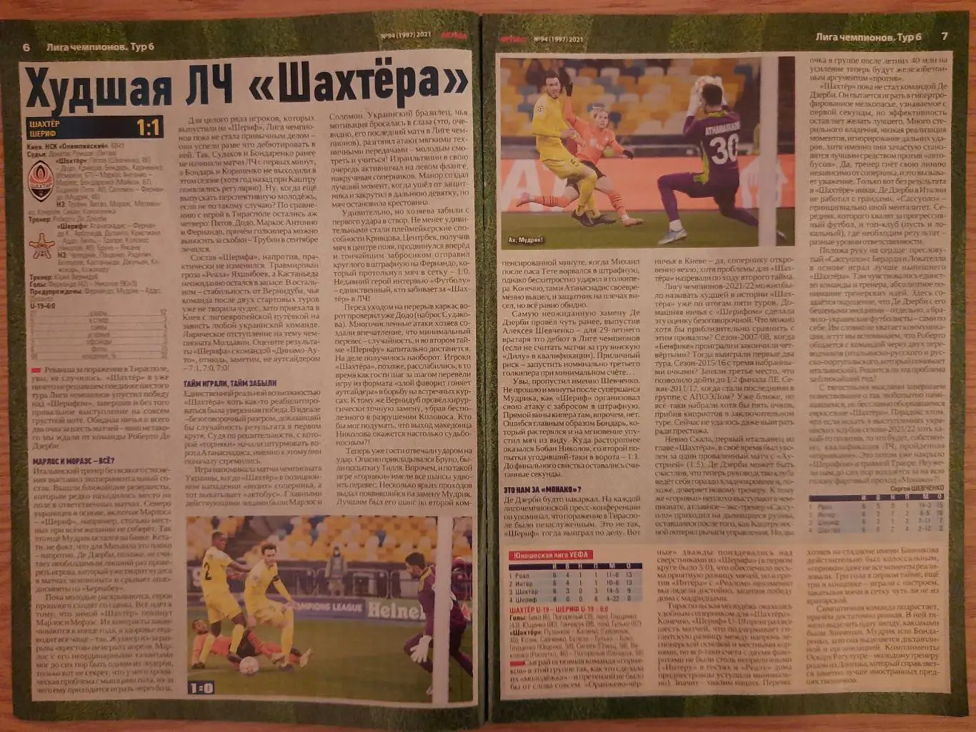 еженедельник Футбол №94 2021,Ж.Мораэс,Бенфика-Динамо К,Шахтер-Шериф, хоккей НХЛ. 2