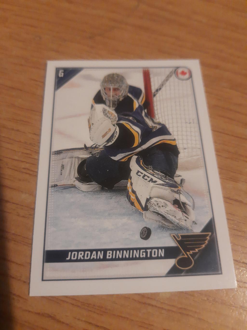 наклейка, topps 2019-20 Jordan Binnington