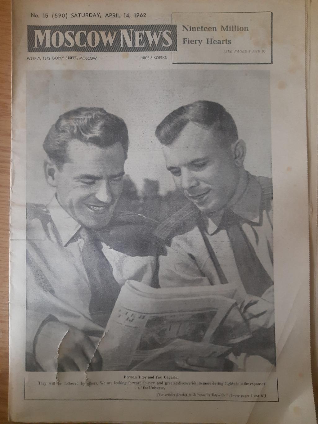 газета,moscow news/московские новости №15 (590) 14.04.1962