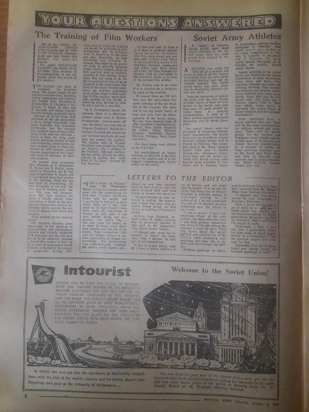 газета,moscow news №40(615) 8.09.1962 1