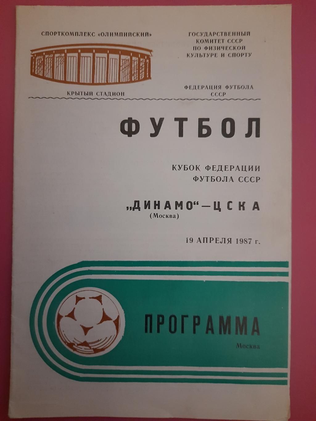 Динамо М - ЦСКА 19.04.1987,кубок федерации.