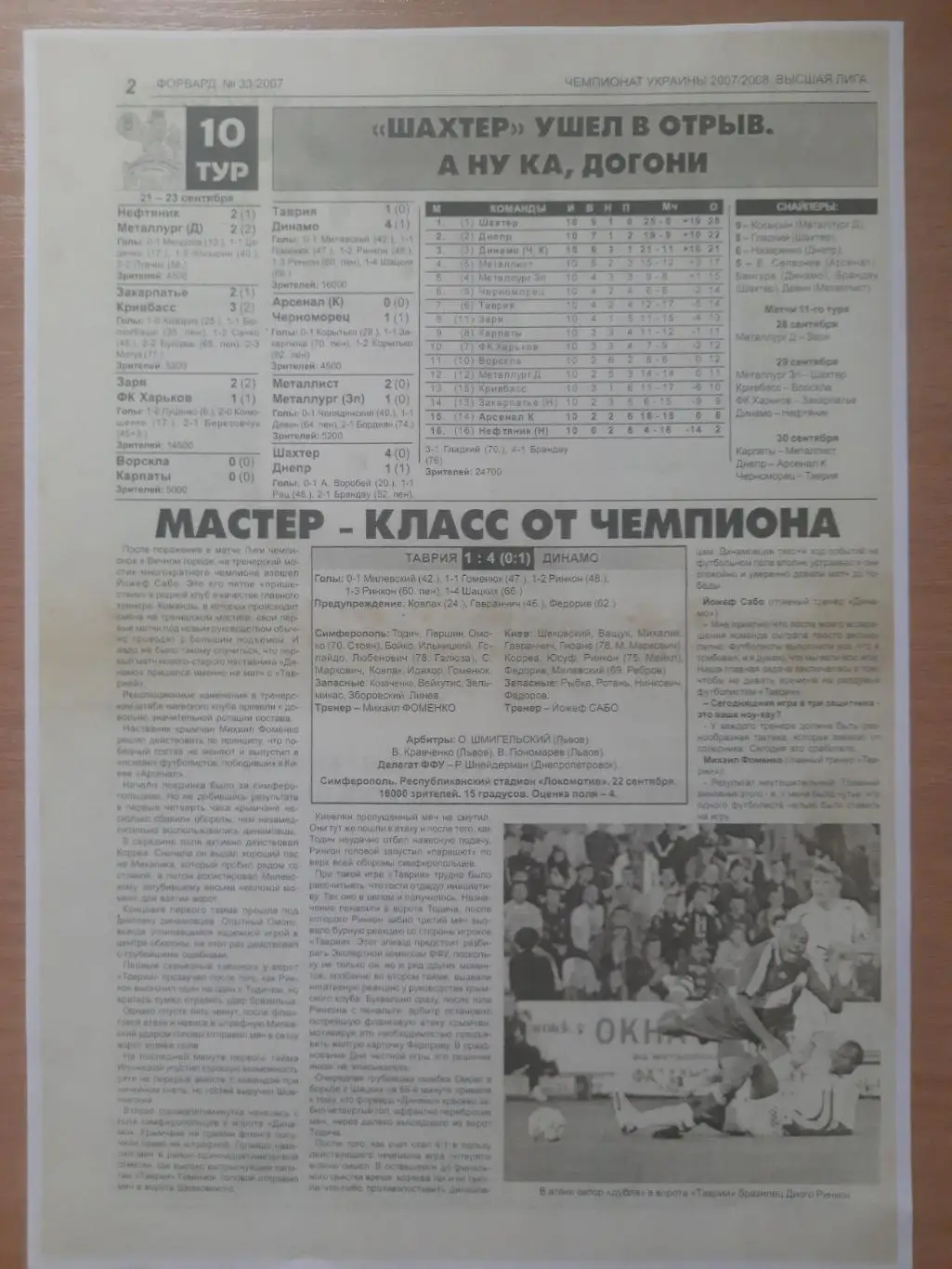 (5604) копия,отчет с крымского издания Таврия Симферополь-Динамо Киев 22.09.2007