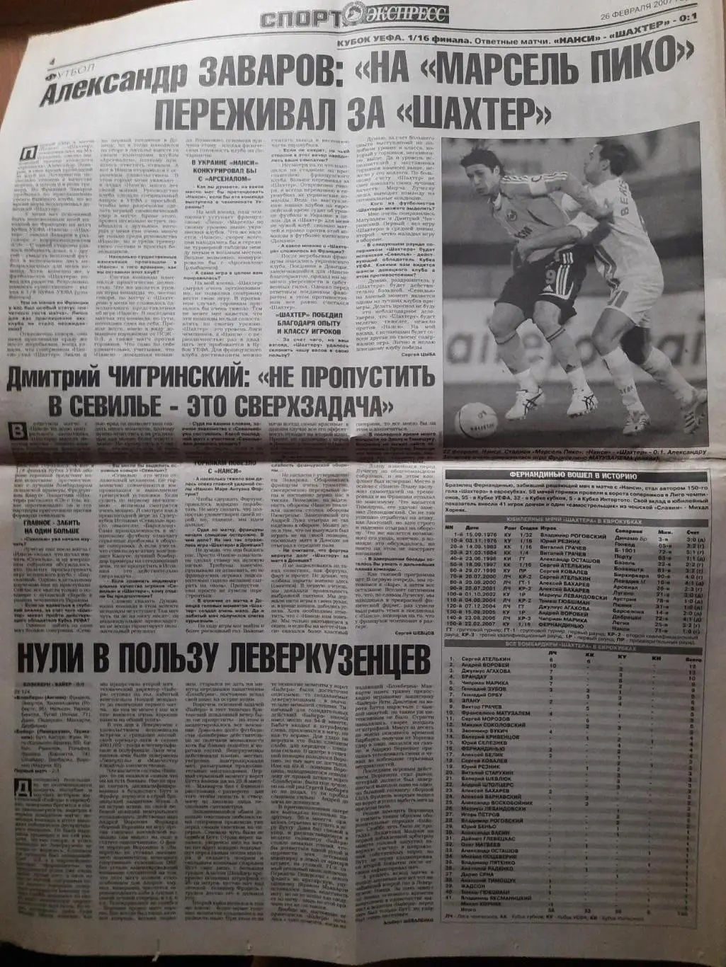 Спорт Экспресс №42 26 февраля 2007, Л.Маттеус, Нанси - Шахтер... 1