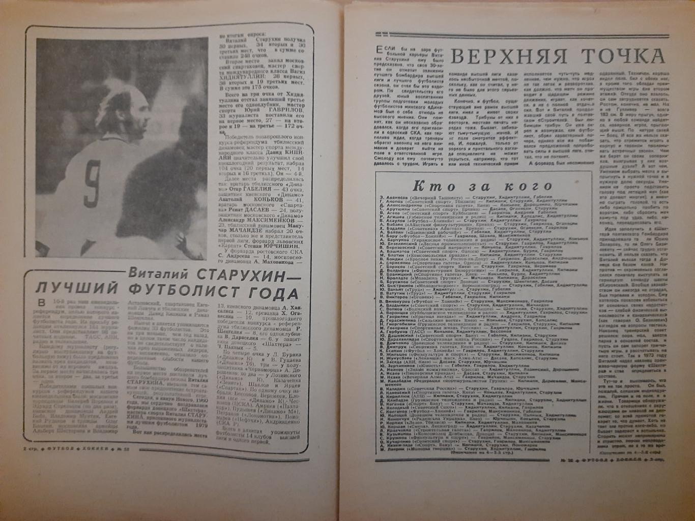 еженедельник футбол-хоккей №52, 1979.Футбол. Итоги сезона.. 1