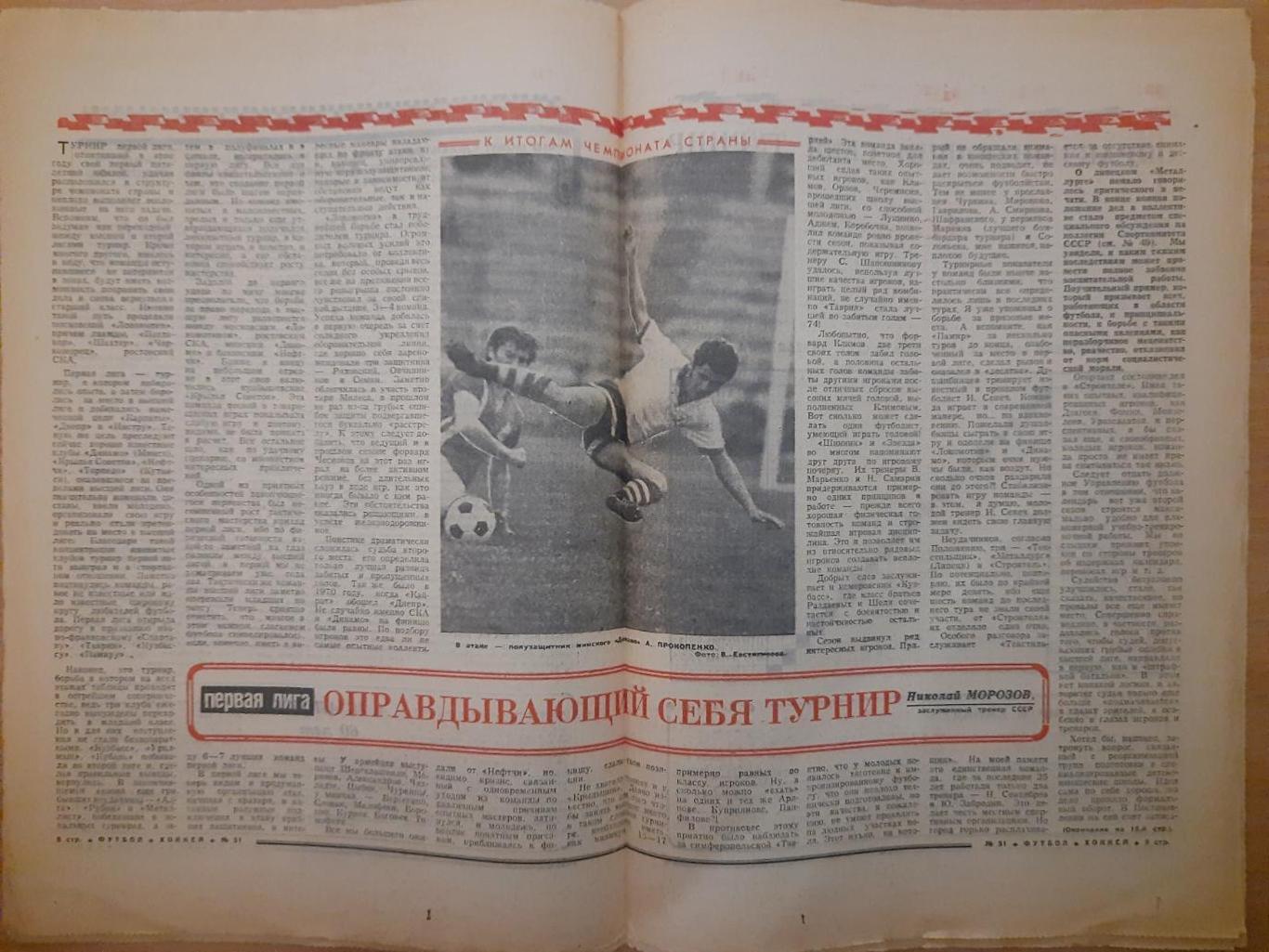 еженедельник футбол-хоккей №51, 1974,итоги футбольного сезона. 2