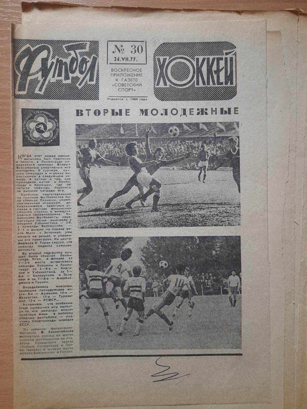 футбол-хоккей №30, 1977