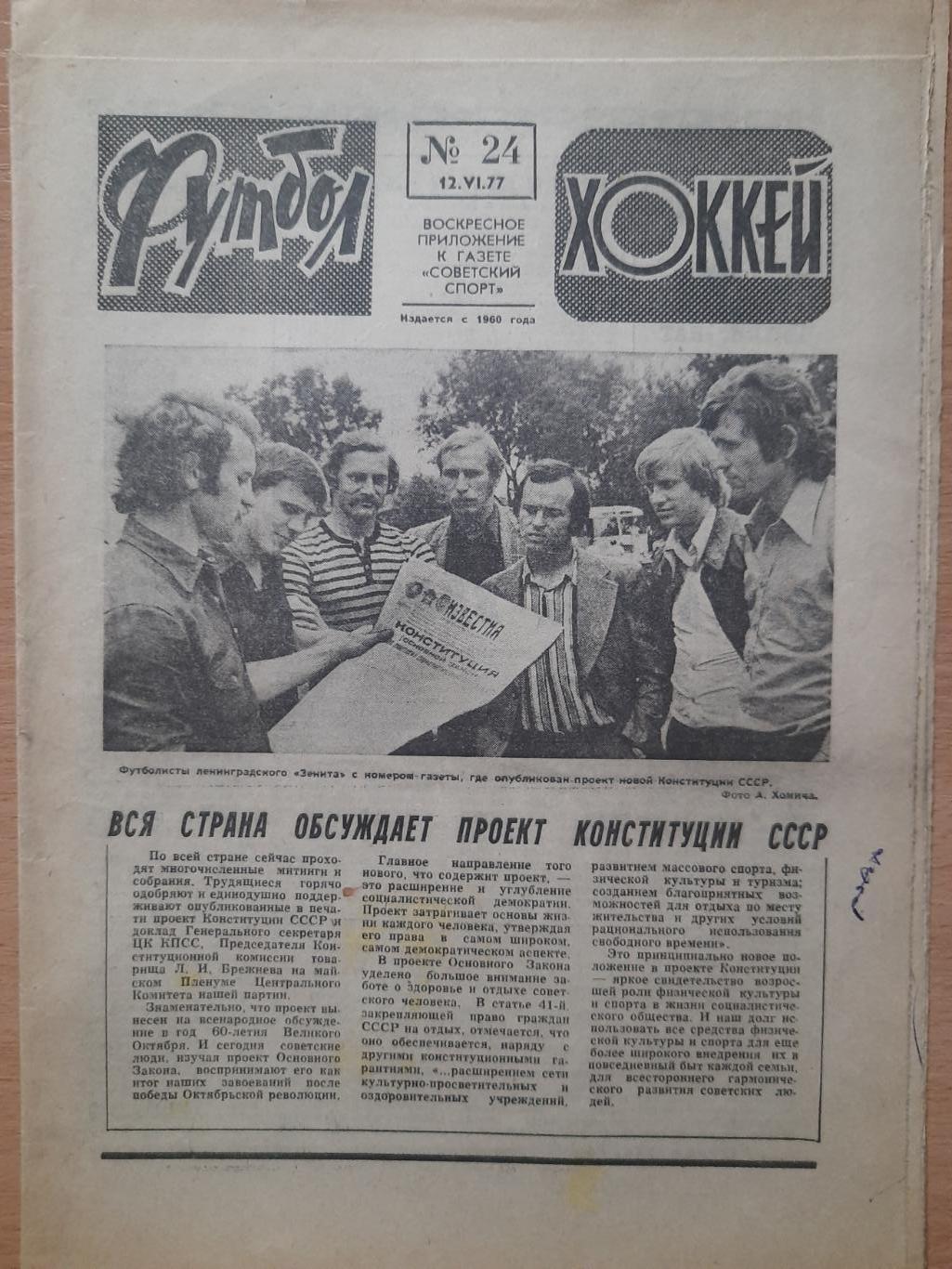 футбол-хоккей №24, 1977