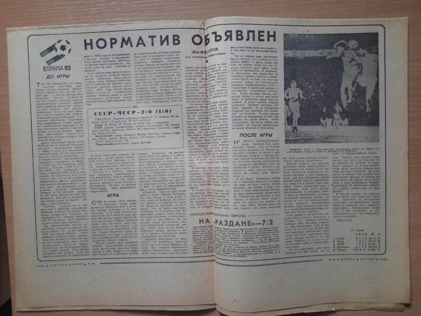 футбол-хоккей №44, 1981,СССР-Чехословакия. 1