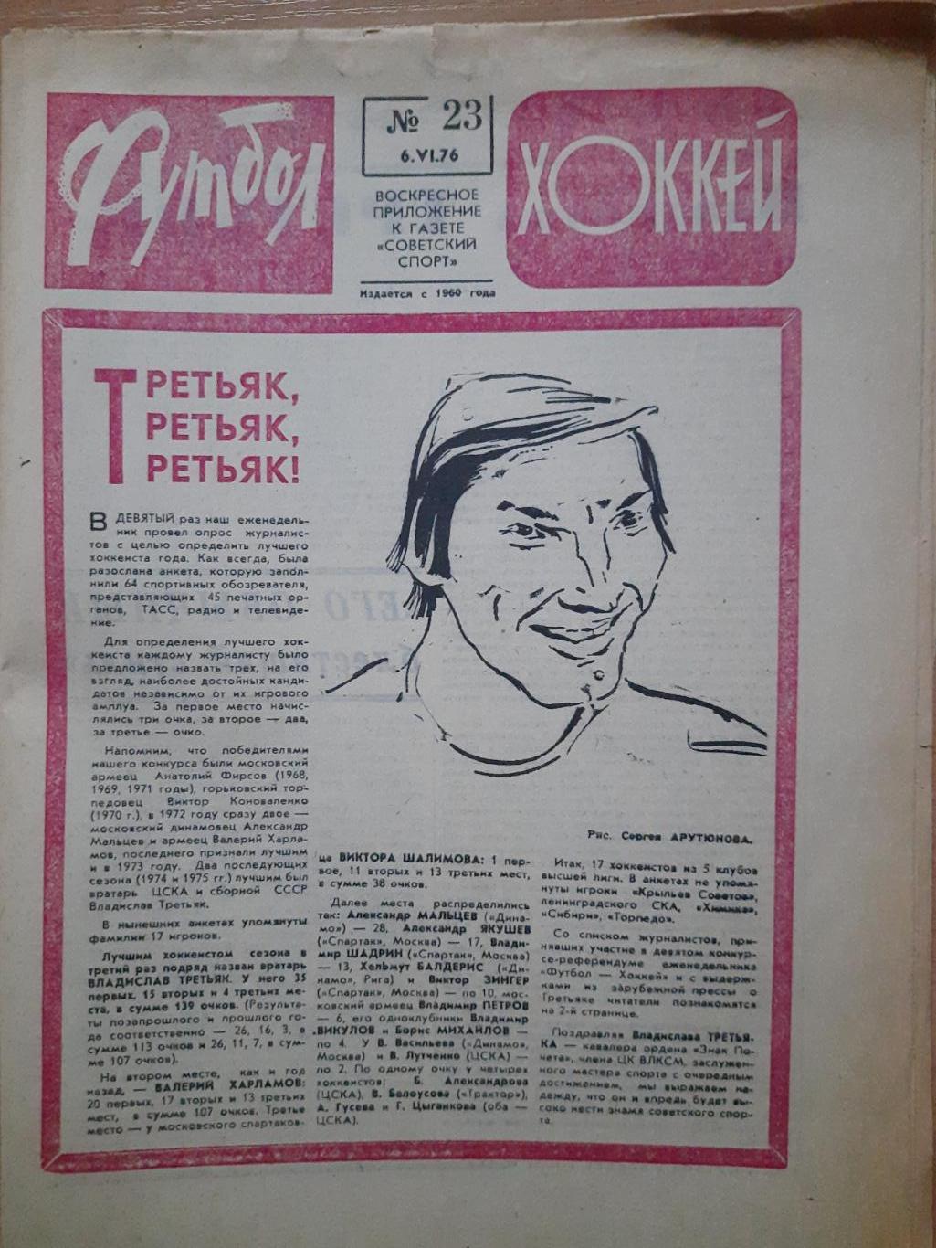 еженедельник Футбол-Хоккей #23, 1976.