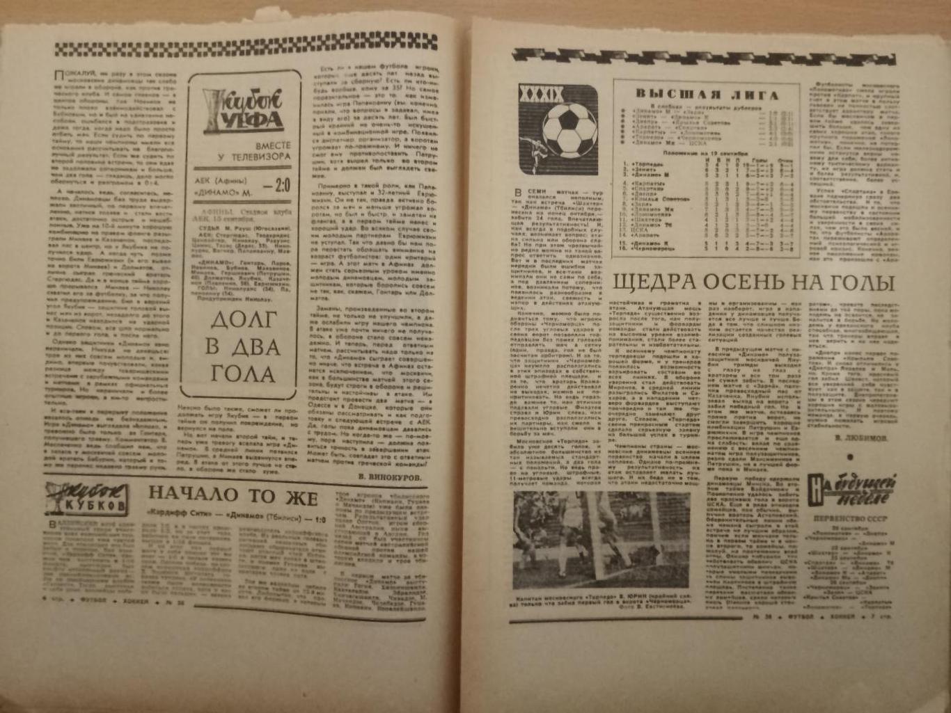 Футбол-Хоккей # 38, 1976.еврокубки: Динамо Киев- Партизан, Шахтер-Динамо Берлин. 3