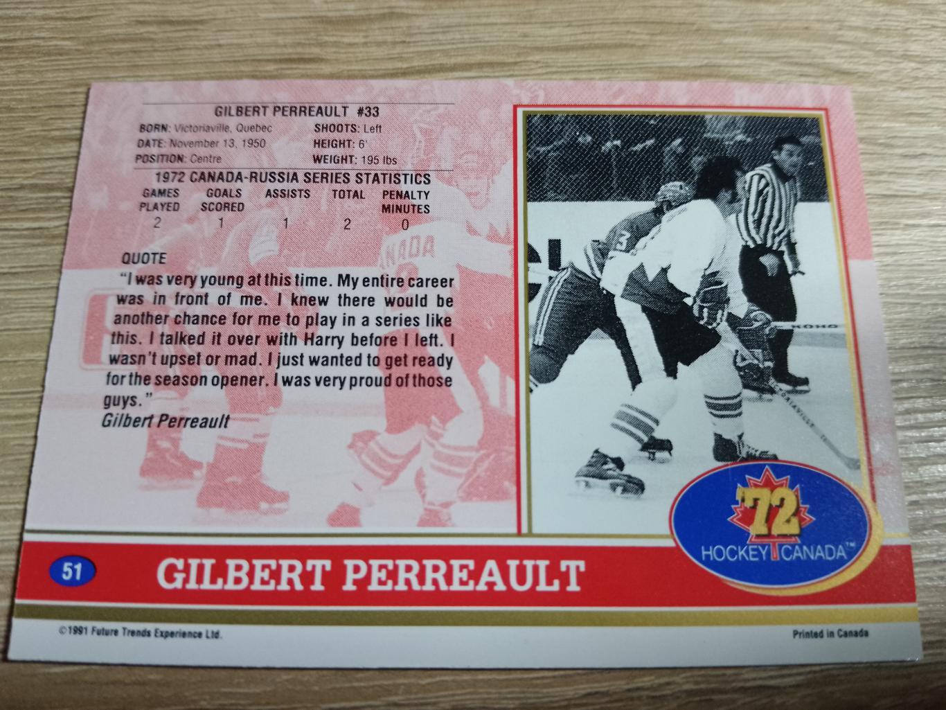 карточка Суперсерия 1972/Hockey Canada 72. №51 Gilbert Perreault/Ж.Перро. 1