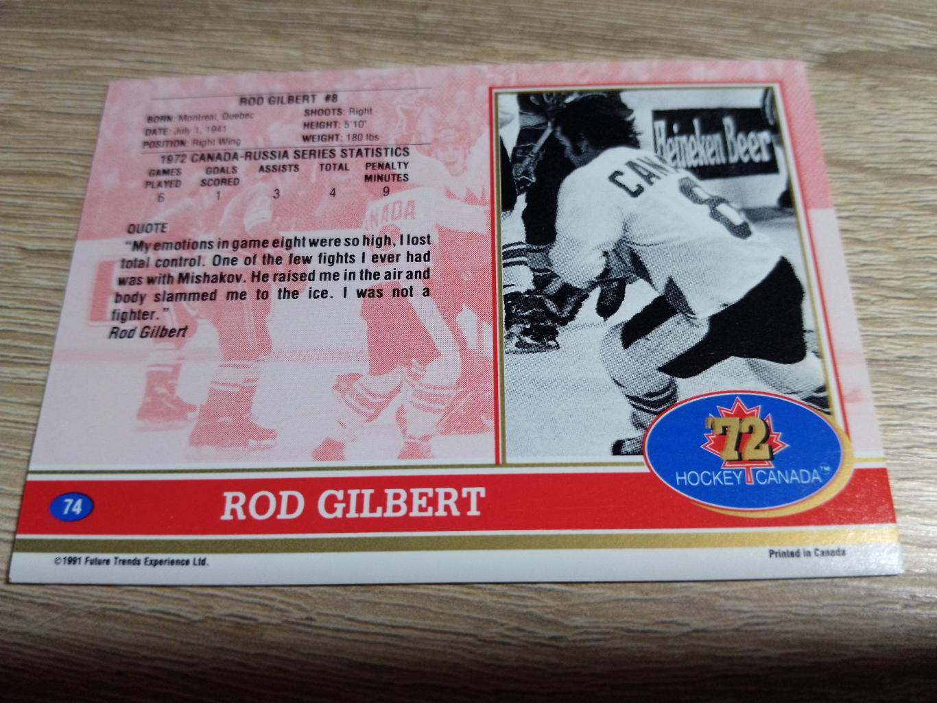 карточка Суперсерия 1972/Hockey Canada 72. №74 Rod Gilbert/Р.Жильбер. 1