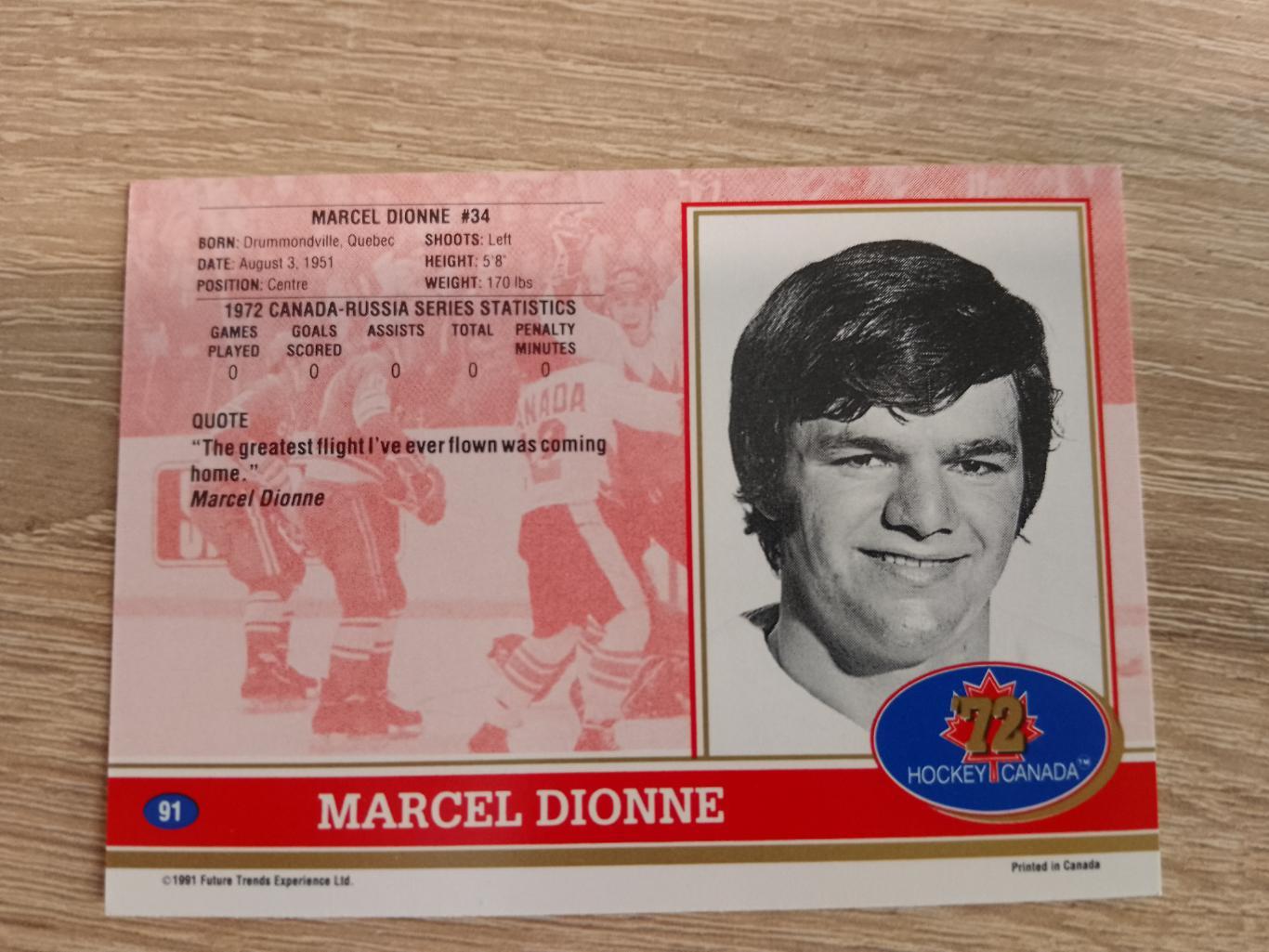 карточка Суперсерия 1972/Hockey Canada 72. №91 Marcel Dionne/Марсель Дионн. 1