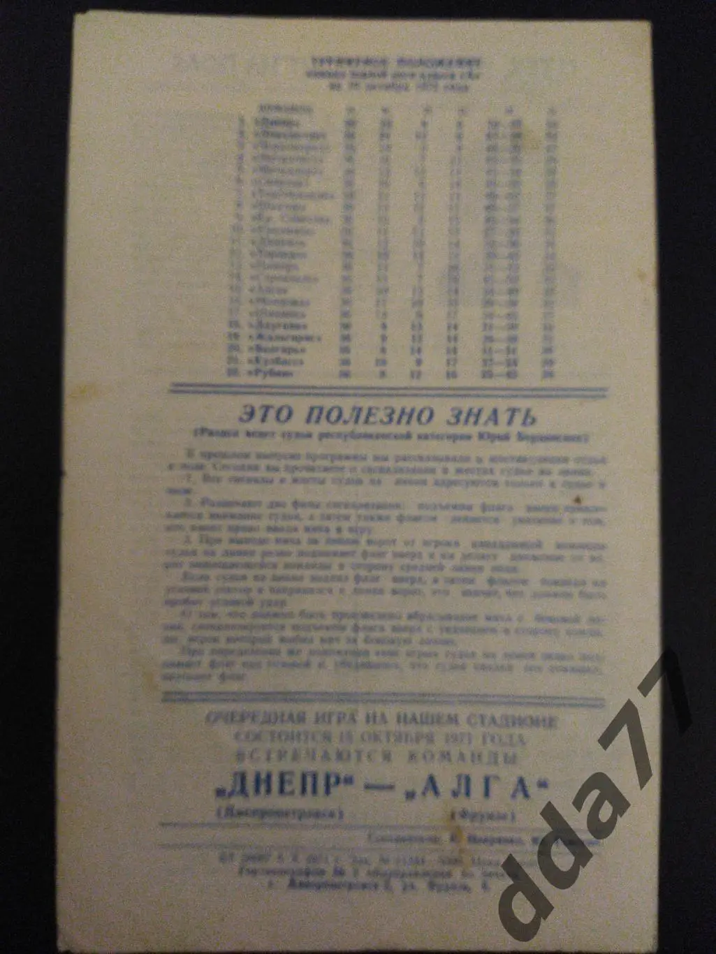(3160) Днепр Днепропетровск - Памир Душанбе 10.10.1971 1