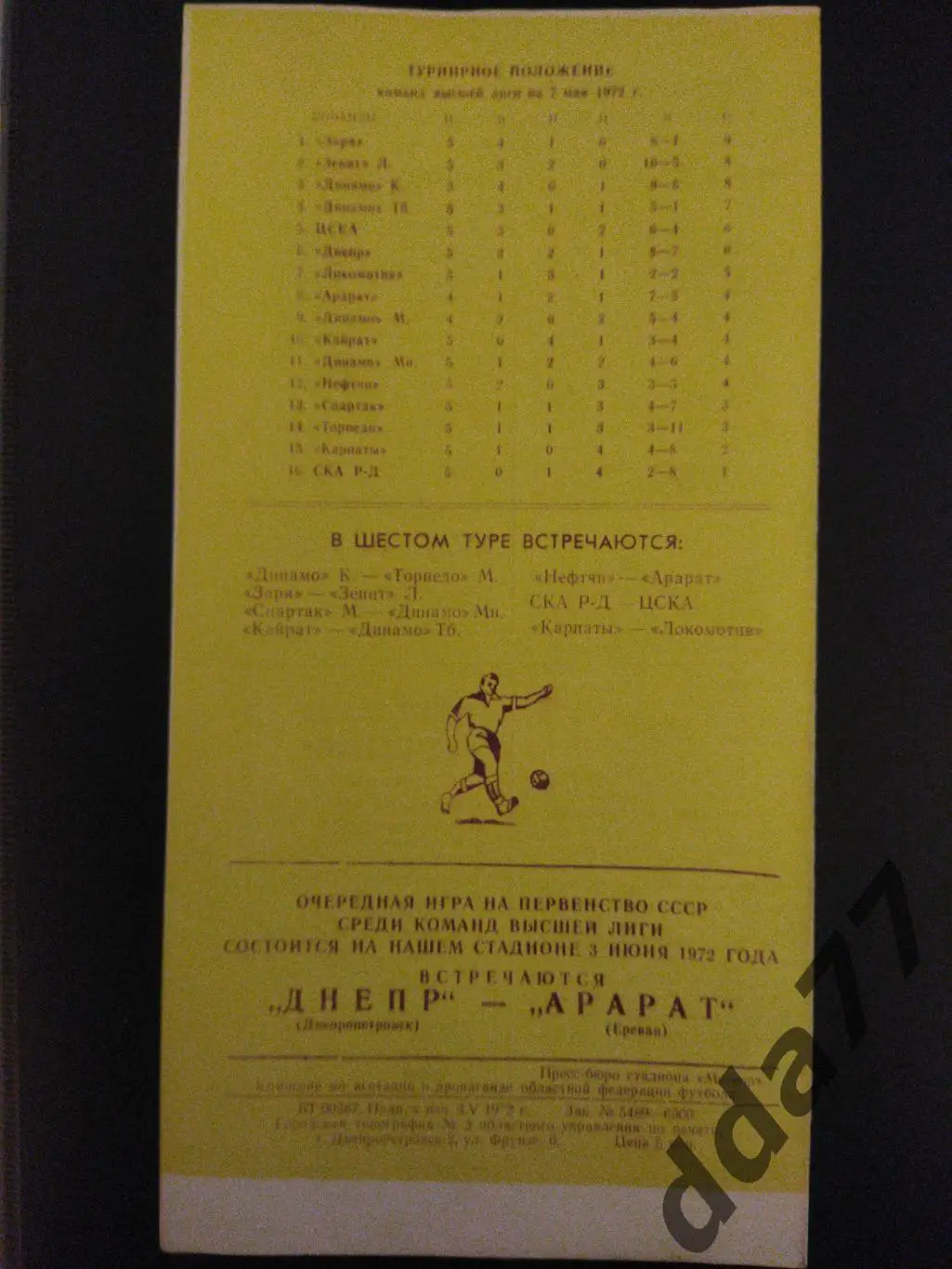(3159) Днепр Днепропетровск - Динамо Москва 7.05.1972 1