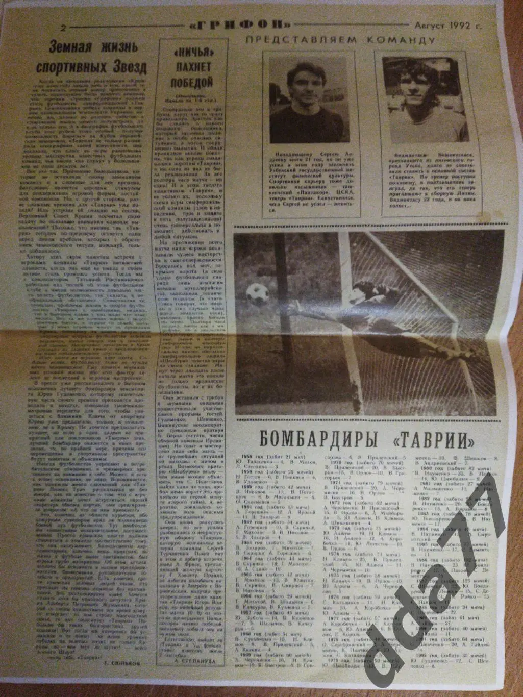 (3249) копия,газетыКрымские известия - Таврия Симферополь- 1 чемп Украины. 1