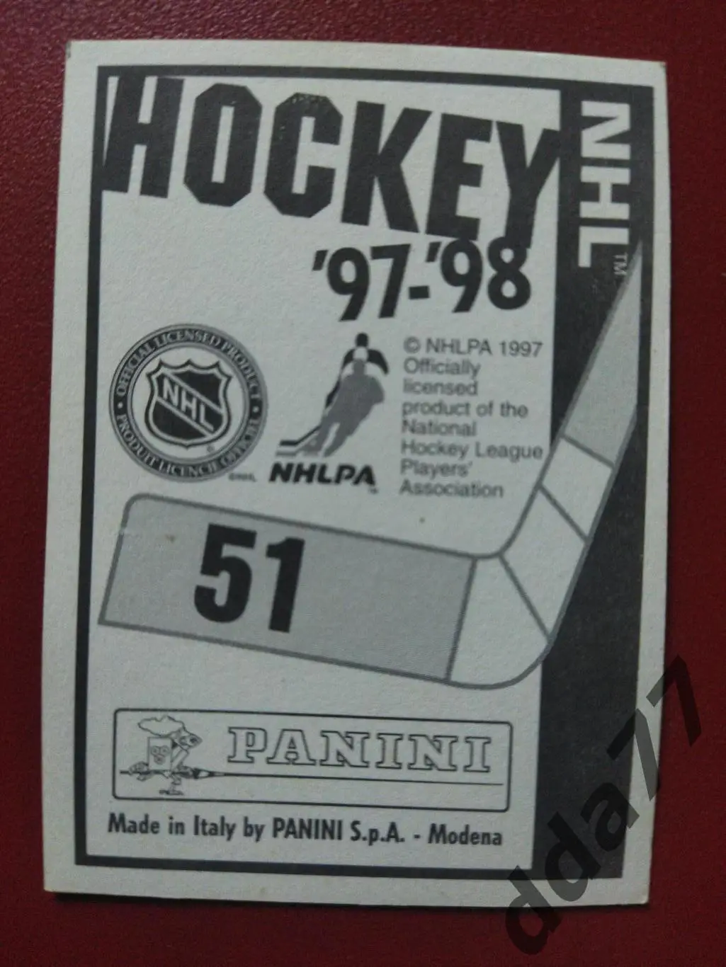 хоккей, наклейка НХЛ Панини 1997-1998/NHL Panini Pittsburgh Penguins #51 1