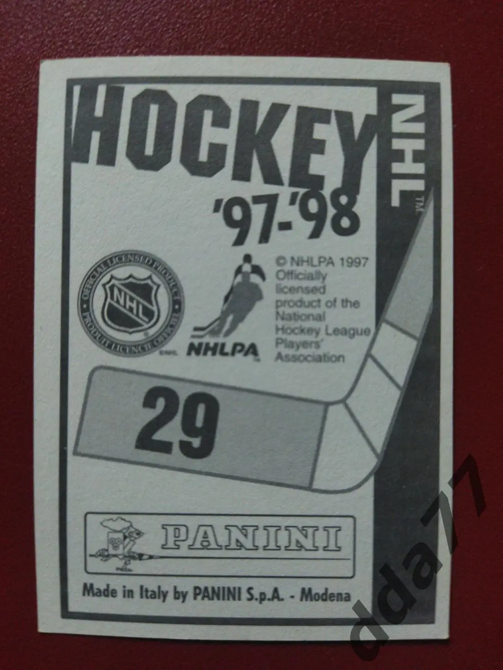 хоккей, наклейка НХЛ Панини 1997-1998/NHL Panini V.Damphousse #29 1