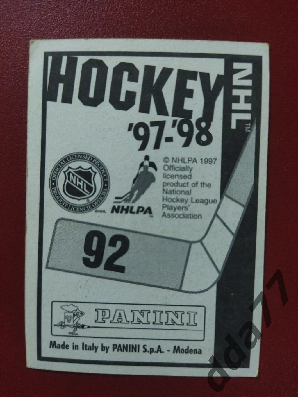 хоккей, наклейка НХЛ Панини 1997-1998/NHL Panini Eric Lindros #92 1