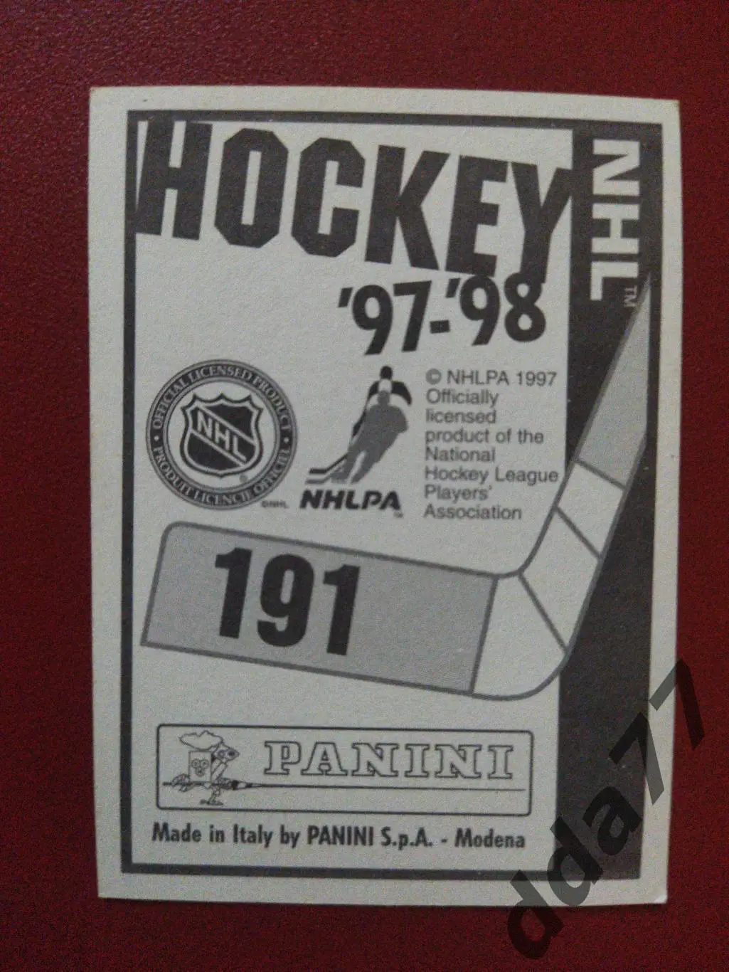 хоккей, наклейка НХЛ Панини 1997-1998/NHL Panini Dave Gagner #191 1