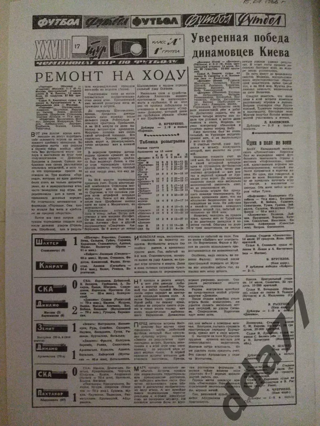 (3253) копия ,отчет с матча Динамо Киев - Динамо Тбилиси 14.07.1966