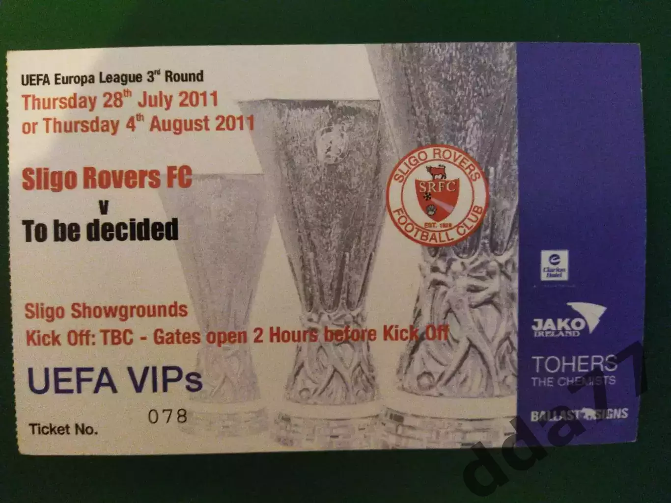 (В128) Слайго Роверс Ирландия - ВорсклаПолтава 4.08.2011