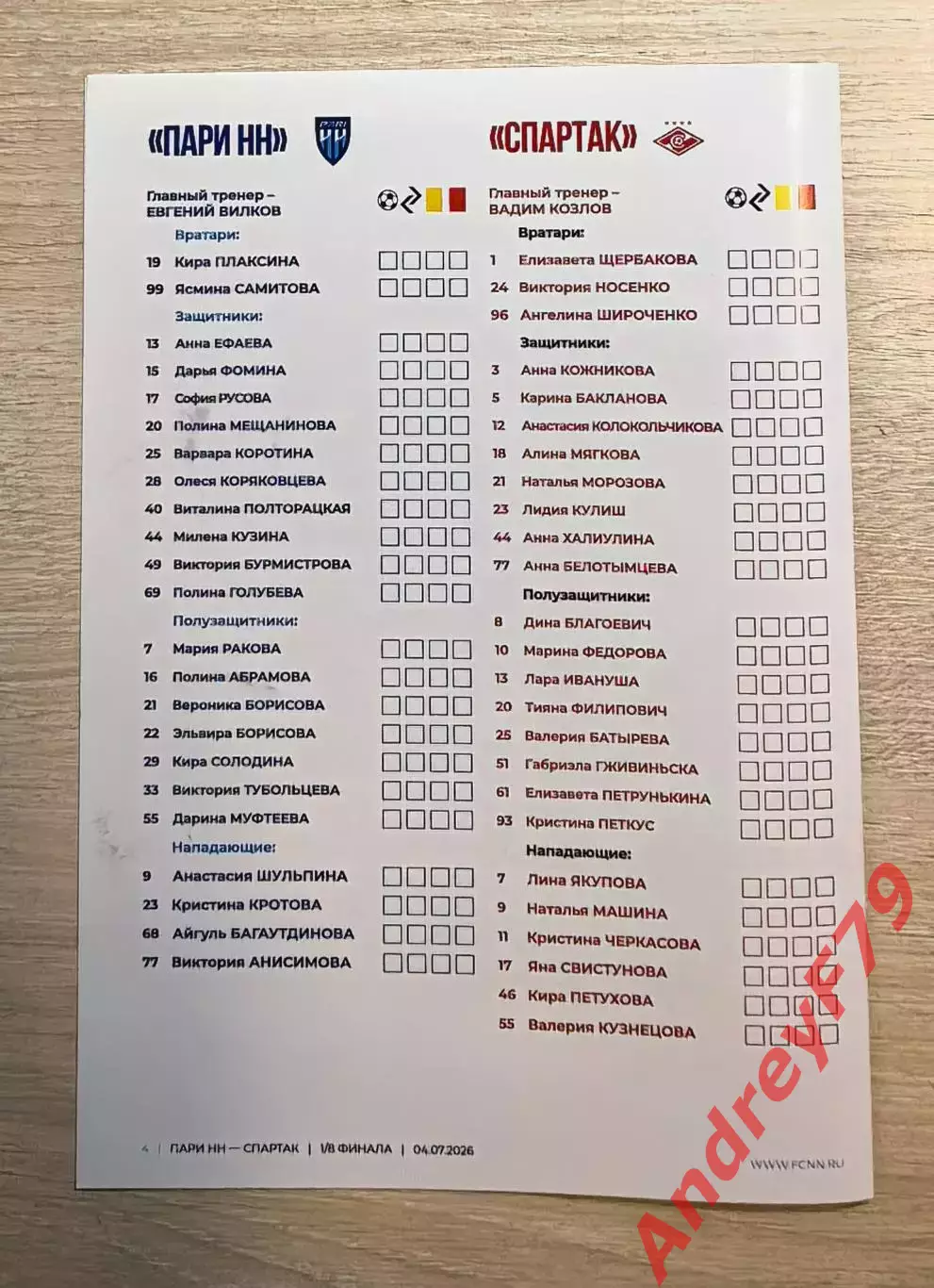 кубок Пари НН - ЖФК Спартак 04.07.2026г 2