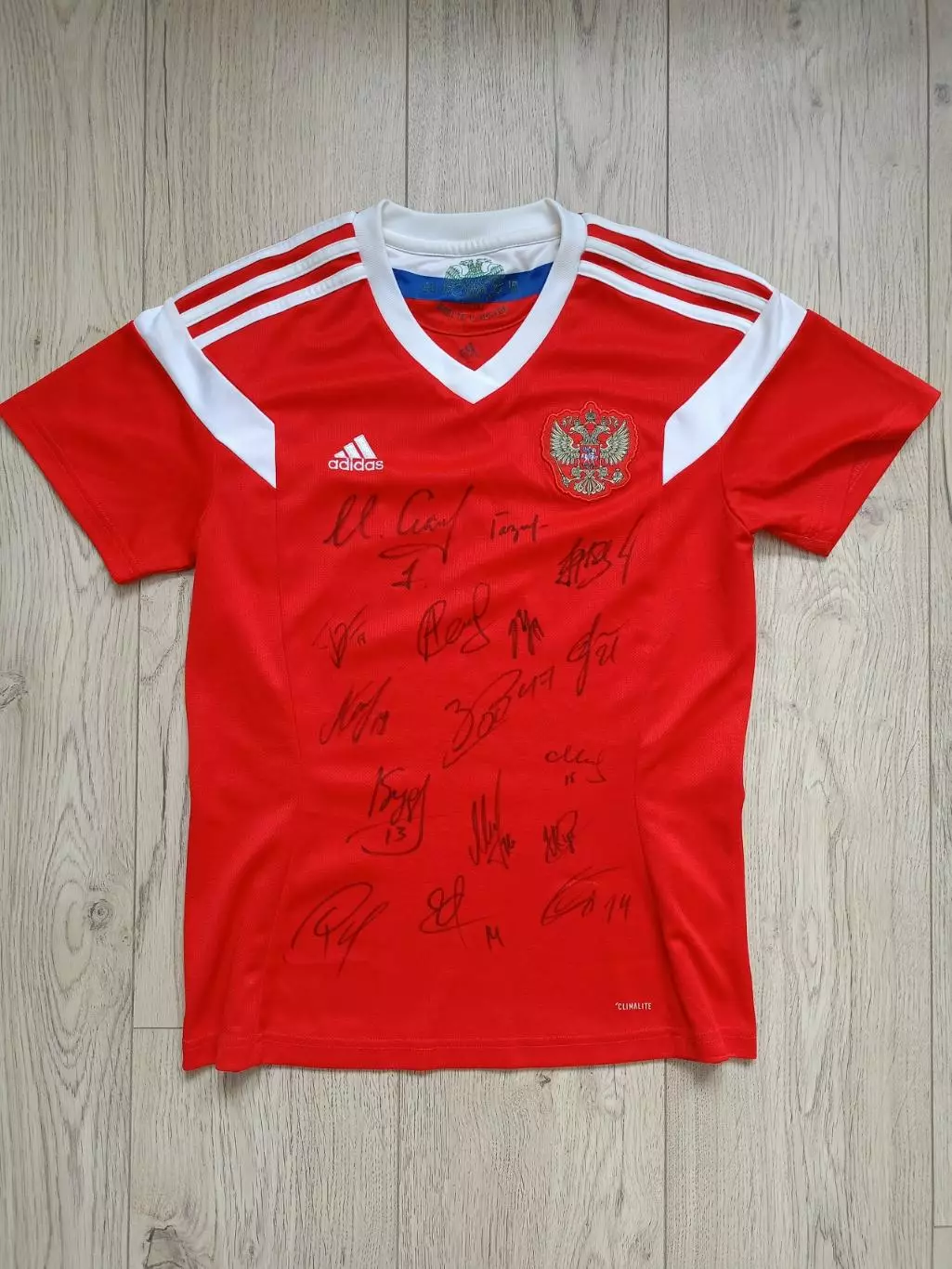 Футболка с автографами сборной России 2018: Акинфеев, Головин, Миранчуки и т.д.