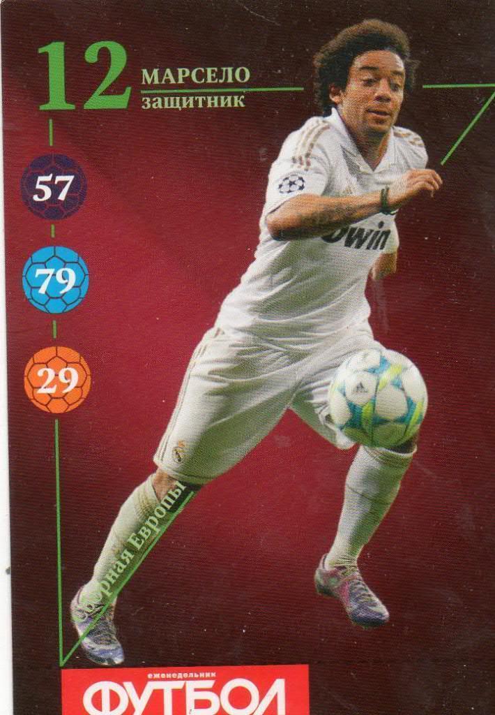 Футбол. Карточка Марсело (сборная Бразилии, Реал Мадрид). Футбол