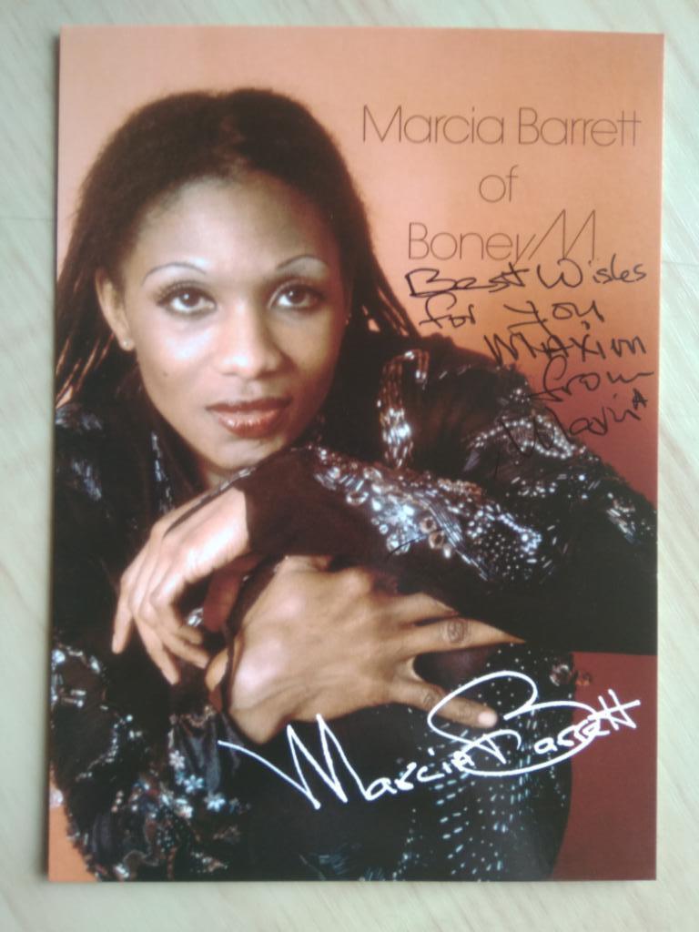 Оригинальный автограф Марсия Баррэтт (экс-солистка группы Boney M. (Бони М.) 1
